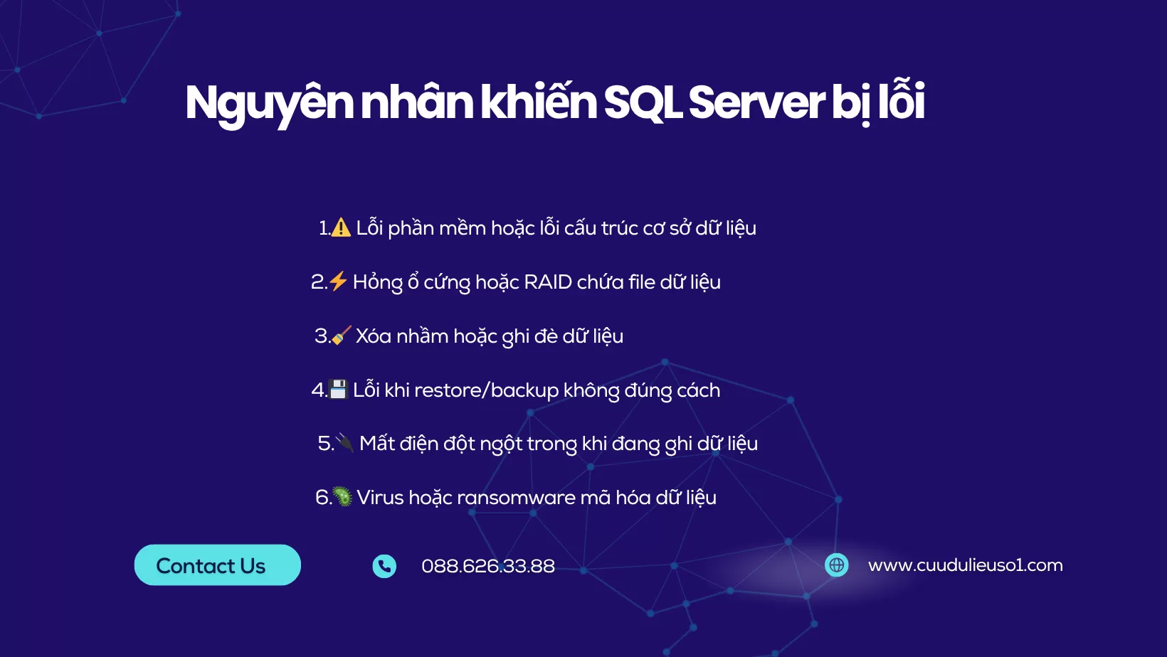 nguyen nhan mat du lieu sql server